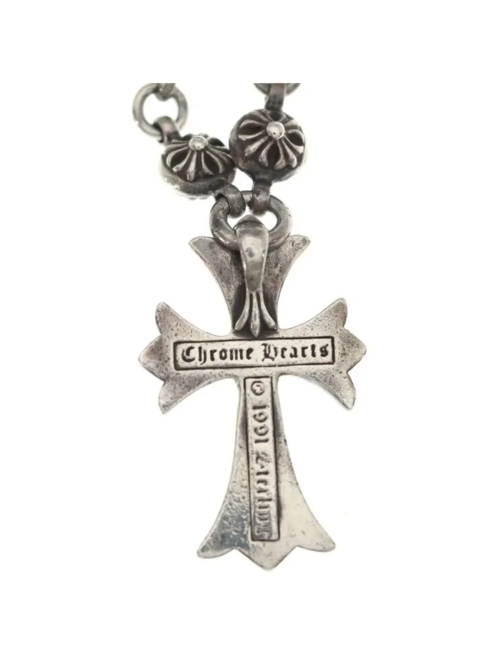 Chrome Hearts 1 Crsbl Chn Sml CH Crs Cross Ball Chain Small CH Necklace Silver